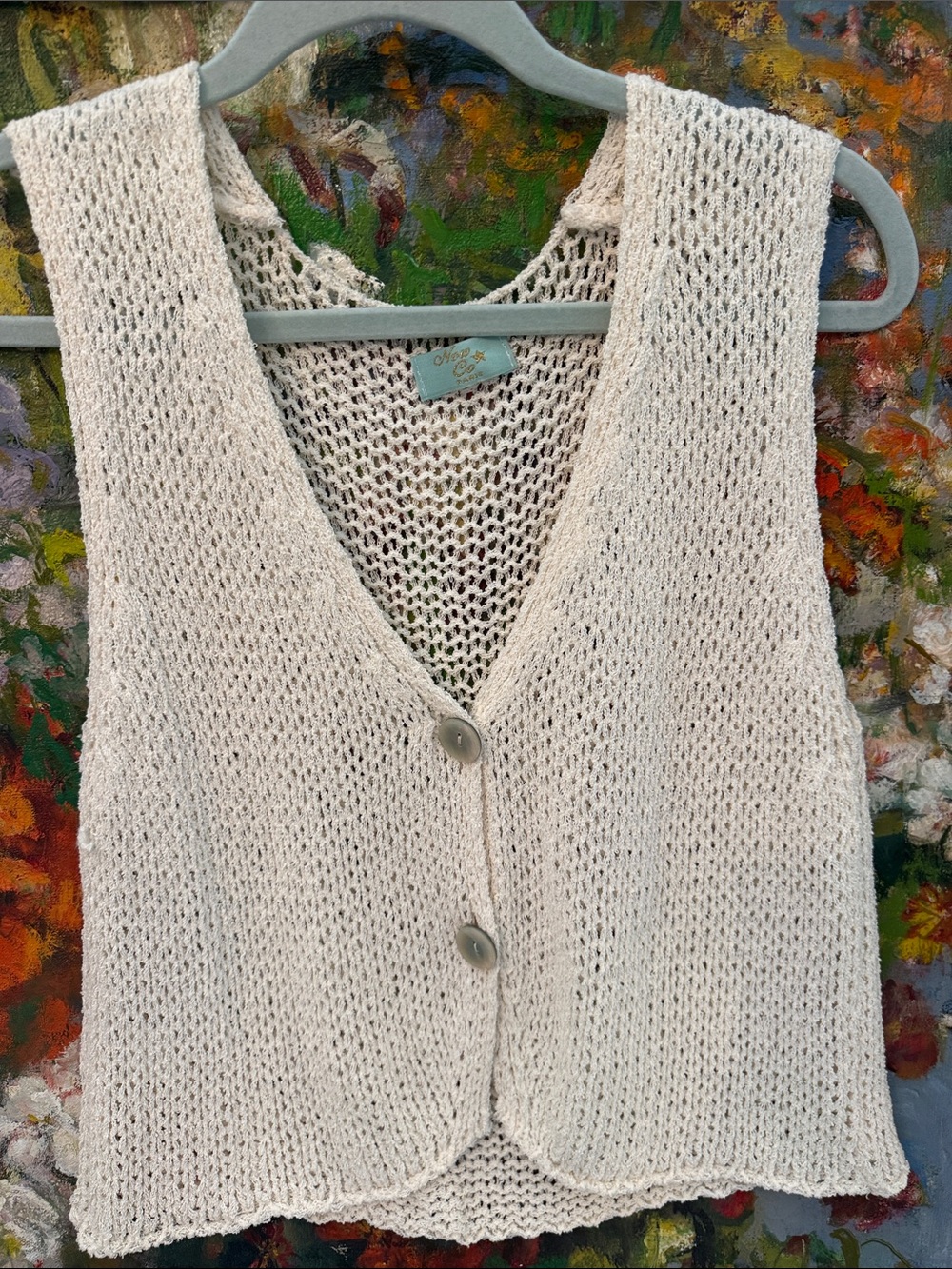 Light Crochet Knit Button-Front Women’s Vest